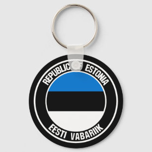 Estonia Round Emblem Keychain