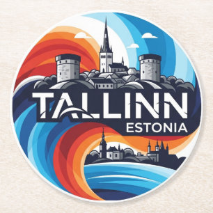 Estonia Tallinn Travel Round Paper Coaster