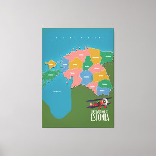 Estonia Vintage travel poster map Canvas Print