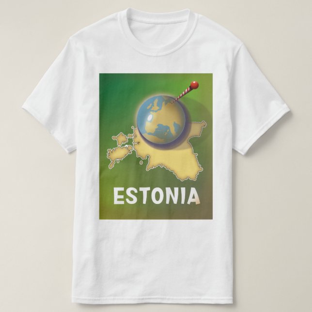 Estonia Vintage travel poster map T-Shirt (Design Front)
