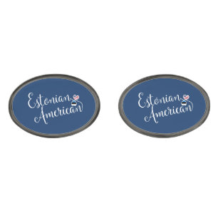 Estonian American Flag Heart, Estonia Cufflinks