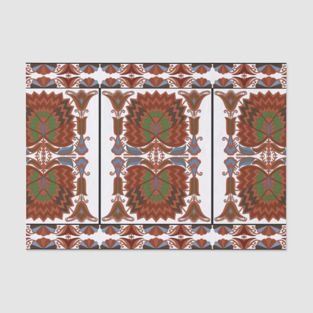 Estonian antique floral folk art embroidery  tissue paper (Front)