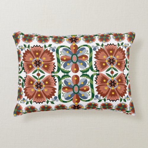 Estonian antique folk art design with flowers accent pillow