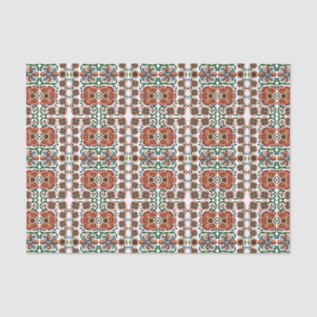 Estonian antique folk art design with flowers tissue paper (Front)