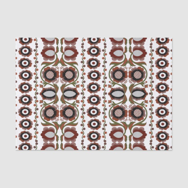 Estonian antique folk art pattern with flowers tissue paper (Front)