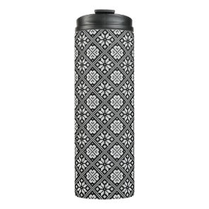 Estonian Black and White Knitting Pattern Thermal Tumbler