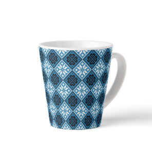 Estonian Blue Black and White Mitten Pattern Latte Mug