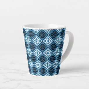 Estonian Blue Black and White Mitten Pattern Latte Mug