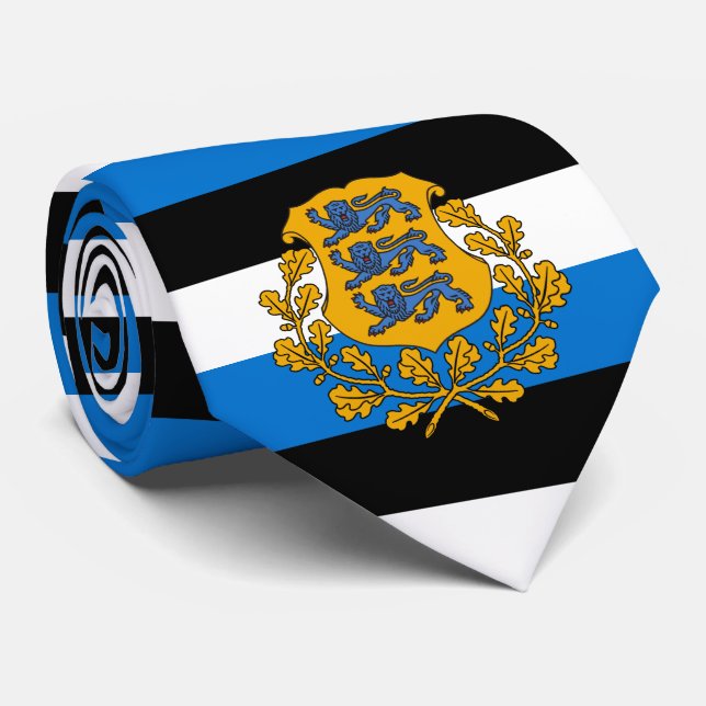 Estonian Flag & Coat of Arms, Flag of Estonia Neck Tie (Rolled)