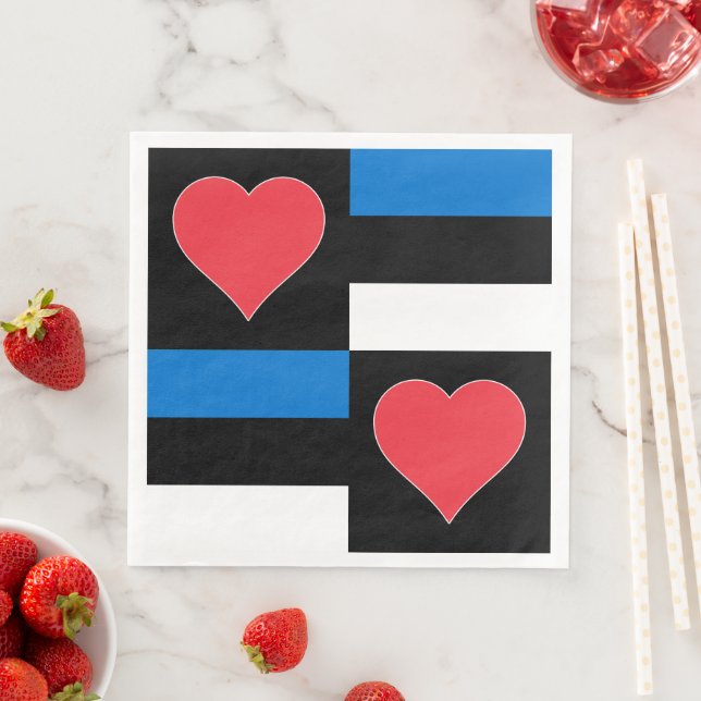 Estonian Flag Heart Fun Patriotic Estonia Party Paper Dinner Napkins (Insitu)
