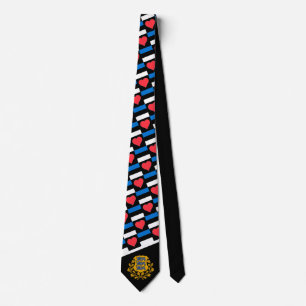 Estonian Flag Heart Pattern Estonia National Pride Neck Tie