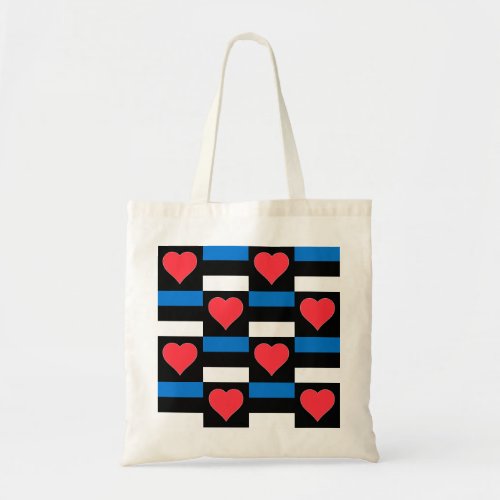 Estonian Flag Heart Pattern Fun Patriotic Estonia  Tote Bag