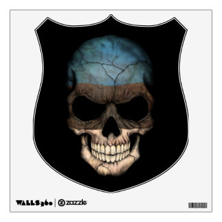 Estonian Flag Skull on Black Wall Sticker
