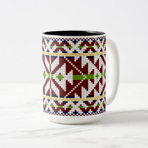 Estonian Kolga-Jaani National Belt Pattern Two-Tone Coffee Mug