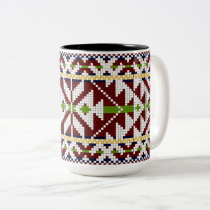 Estonian Kolga-Jaani National Belt Pattern Two-Tone Coffee Mug