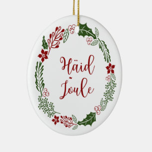 Estonian Merry Christmas Wreath, Häid jõule Ceramic Ornament