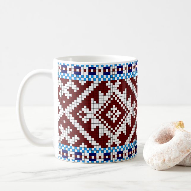 Estonian Pick-Up Woven Belt Pattern Coffee Mug (With Donut)