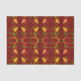 Estonian red vintage folk art floral design tissue paper