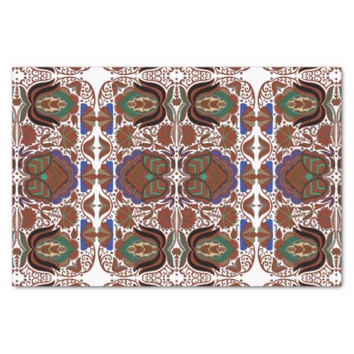 Estonian rustic folk art pattern with flowers tissue paper