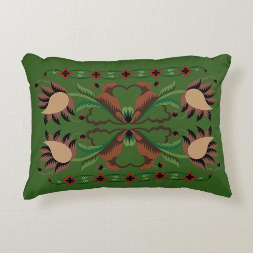 Estonian vintage folk art floral design accent pillow
