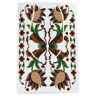 Estonian vintage folk art floral design medium gift bag