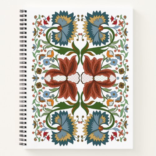 Estonian vintage wildflowers folk art pattern notebook