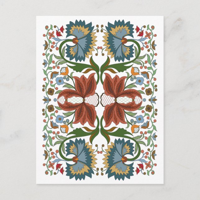 Estonian vintage wildflowers folk art pattern postcard (Front)