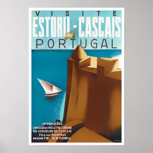 Estoril Cascais Portugal vintage travel Poster