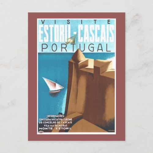 Estoril_Cascais Portugal Vintage Travel Poster Postcard