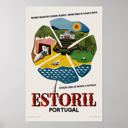 Estoril Portugal Vintage Travel Poster