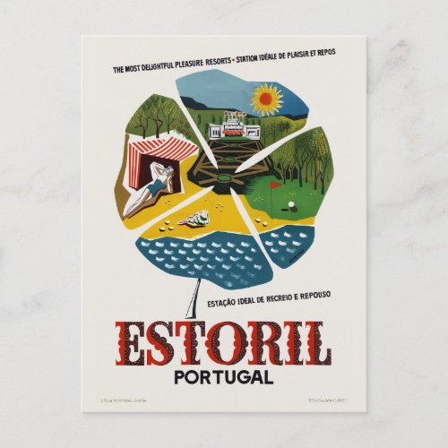 Estoril Portugal Vintage Travel Poster Postcard