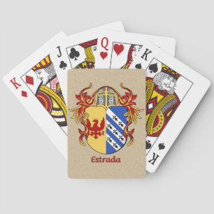 Estrada Heraldic Shield with Mantling Poker Cards