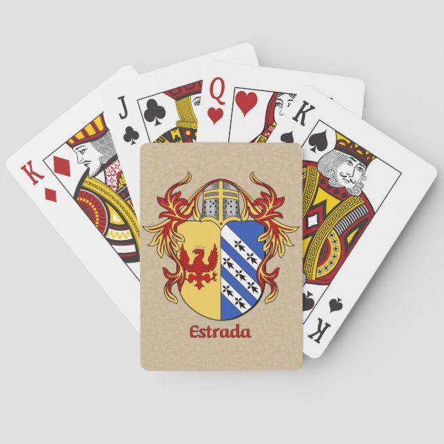 Estrada Heraldic Shield with Mantling Poker Cards (Back)