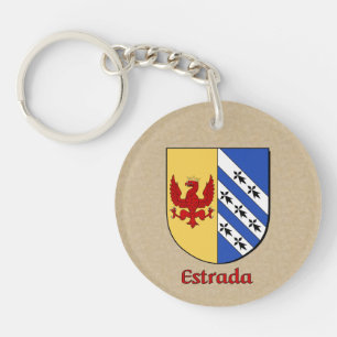 Estrada Historical Shield with Flag of Spain Keychain
