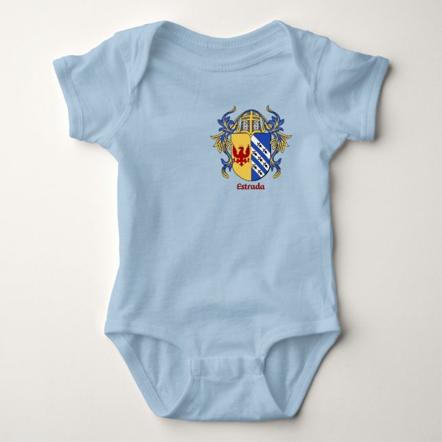 Estrada Historical Shield with Helm and Mantle Baby Bodysuit (Front)