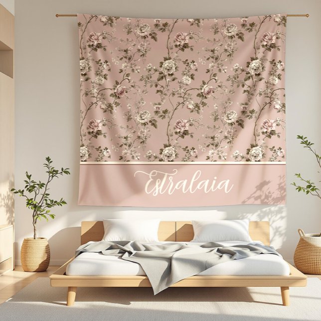 Estralaia Dusty Rose Pink Fleece Blanket (detail)