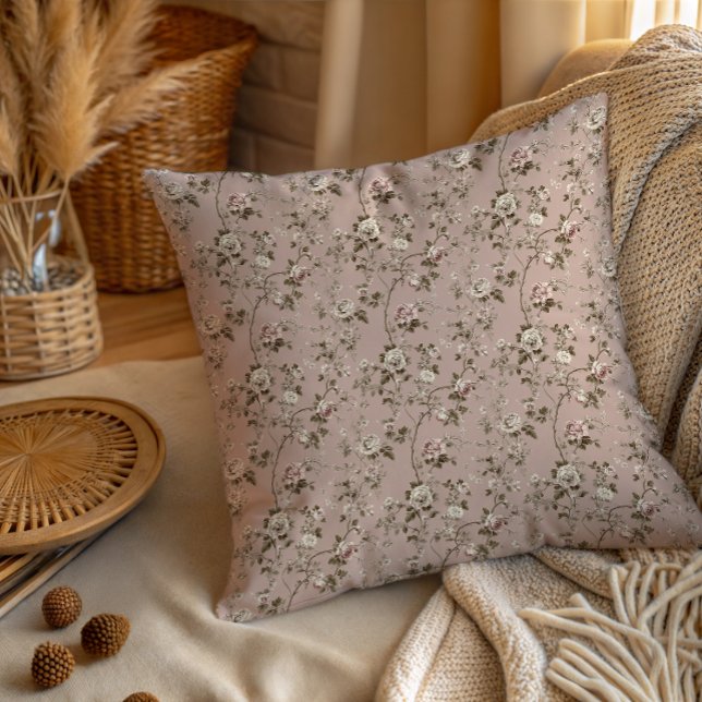 Estralaia Dusty Rose Pink Throw Pillow (Creator Uploaded)