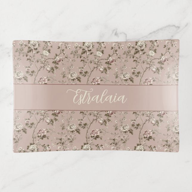 Estralaia Dusty Rose Pink Trinket Tray (Front)