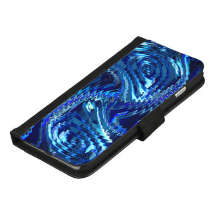 Estrela azul ondulada com traçados em ziguezague iPhone 8/7 plus wallet case