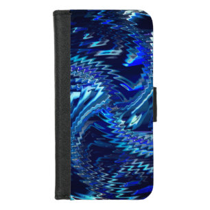 Estrela azul ondulada com traçados em ziguezague iPhone 8/7 wallet case