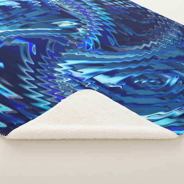 Estrela azul ondulada com traçados em ziguezague sherpa blanket (3/4)