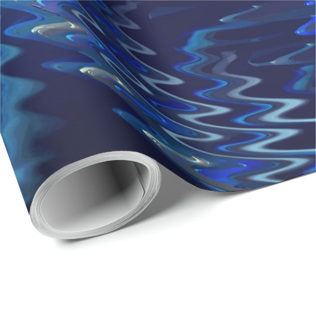 Estrela azul ondulada com traçados em ziguezague wrapping paper (Roll Corner)