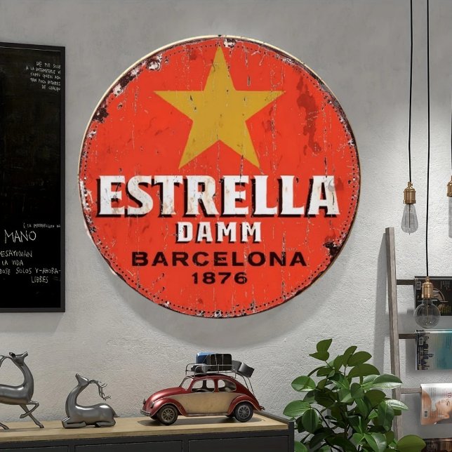 Estrella Spanish Beer Vintage Style Round Sign  (Creator Uploaded)