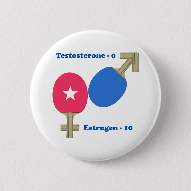 Estrogen Ping Pong Pinback Button (Front)