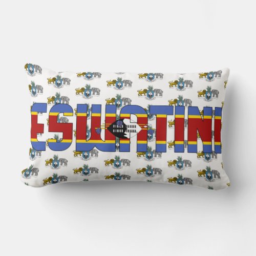 Eswatini Flag and Coat of Arms Patriotic Lumbar Pillow