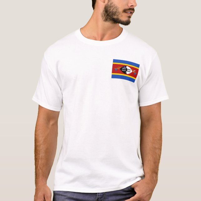 Eswatini Flag and Map T-Shirt (Front)