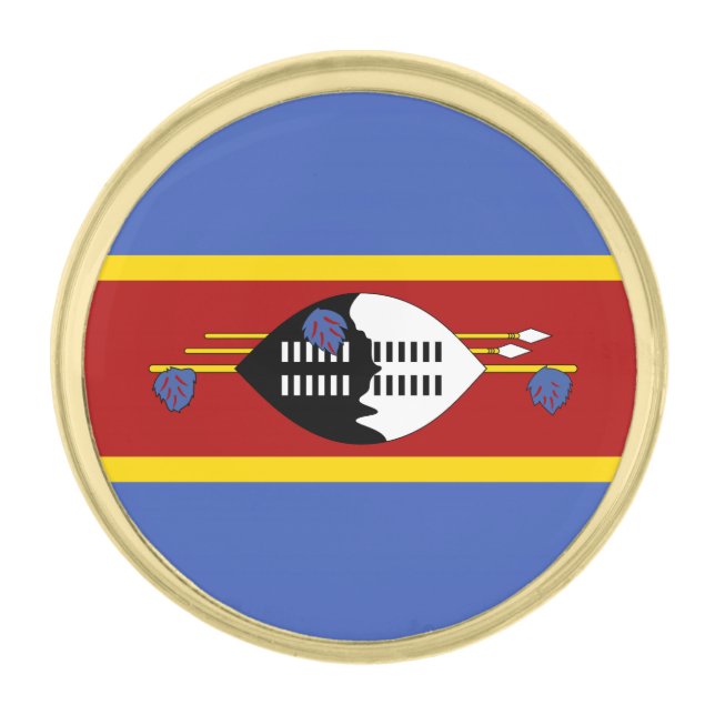 Eswatini Flag Gold Finish Lapel Pin (Front)