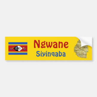 Eswatini Flag + Map Bumper Sticker