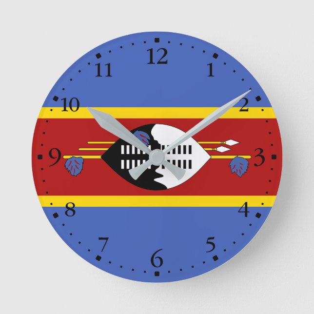 Eswatini Flag Round Clock (Front)