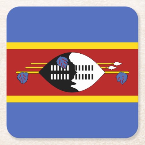 Eswatini Flag Square Paper Coaster